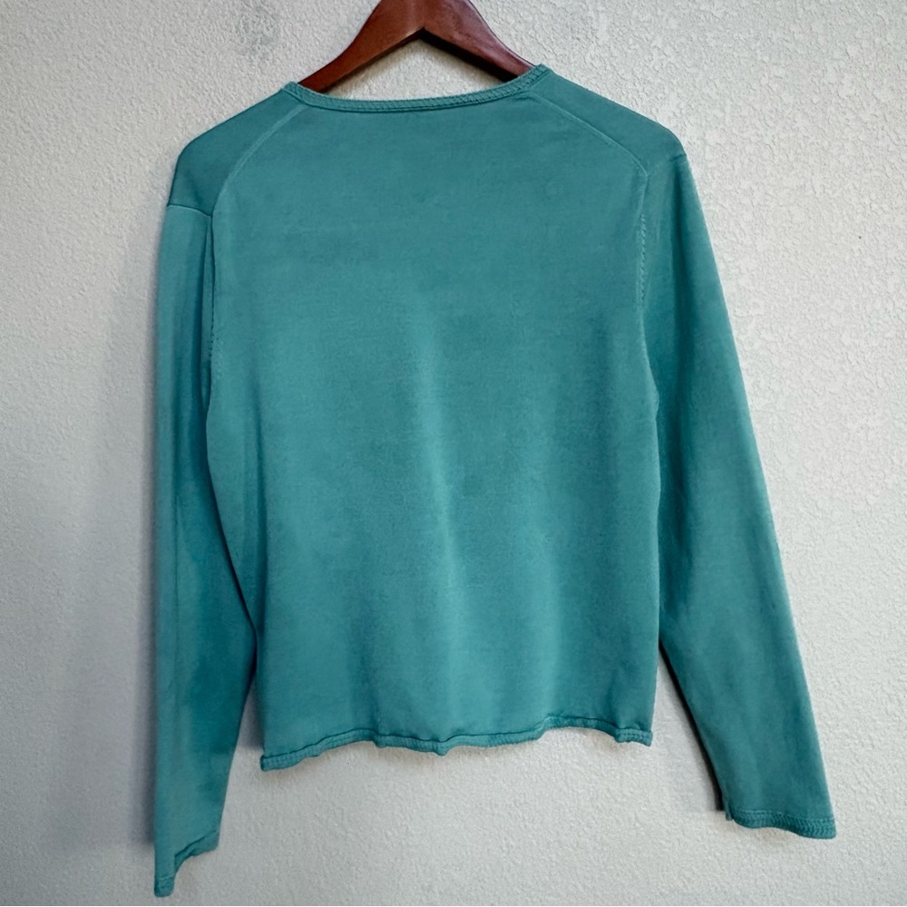 Pendleton Teal Green Silk Blend Button Front Card… - image 2